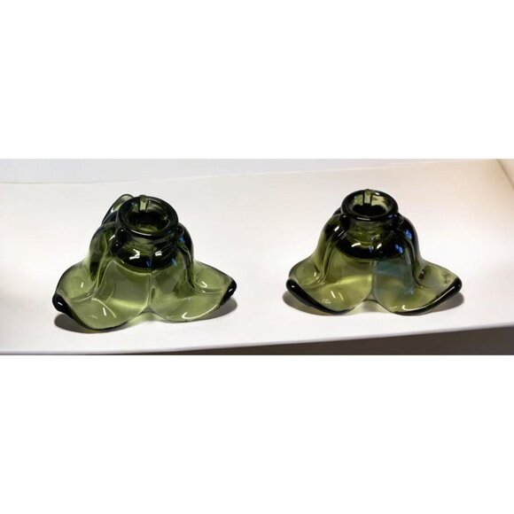 Vintage Duncan Miller Glass Candle Holders Flower Shaped - Picture 6 of 6